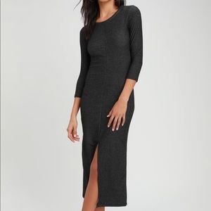 KEEN WASHED CHARCOAL GREY STRIPED MIDI DRESS